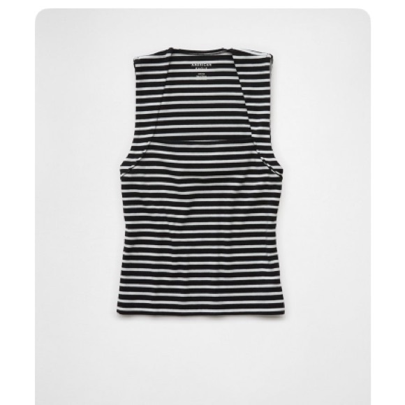 American Eagle Outfitters Tops - American Eagle 🦅 Black and White Striped Sleeveless Square Neck Top